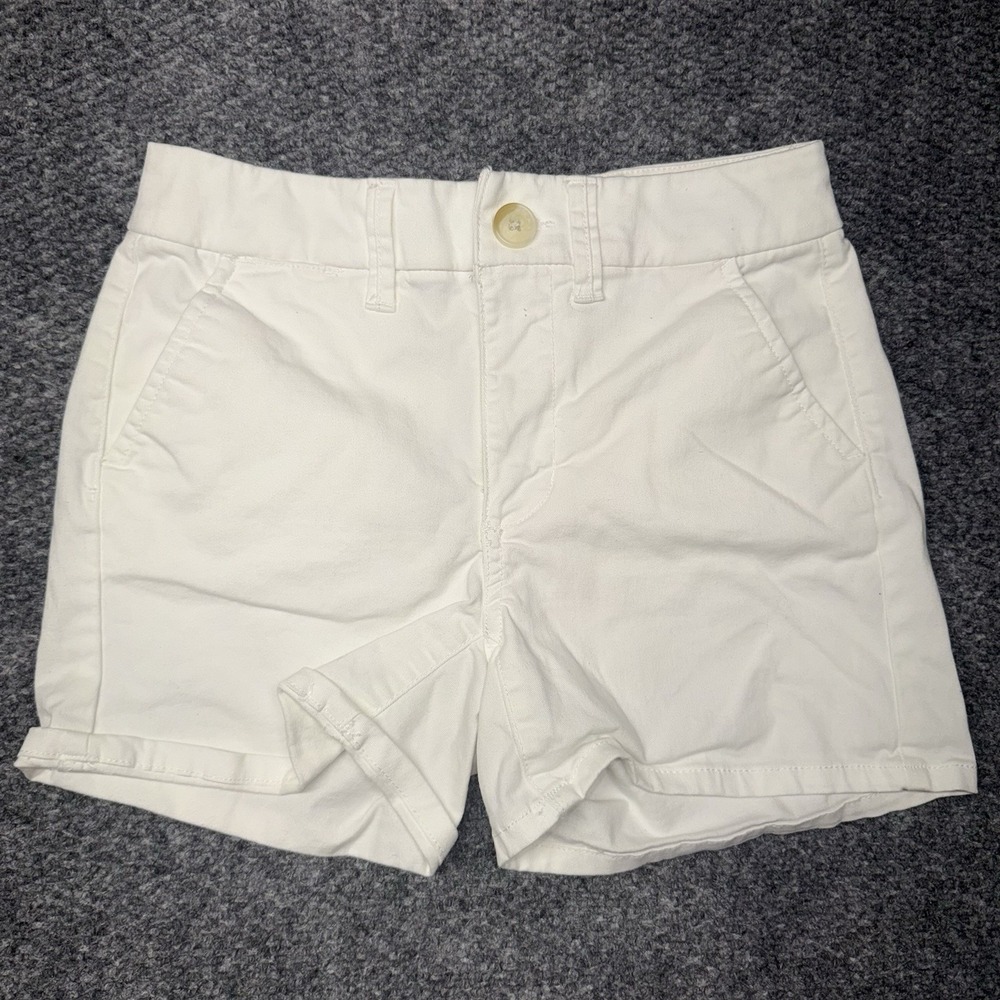 American Eagle Outfitters Hi-Rise Shortie Stretch White Shorts Size 00 Cuffed